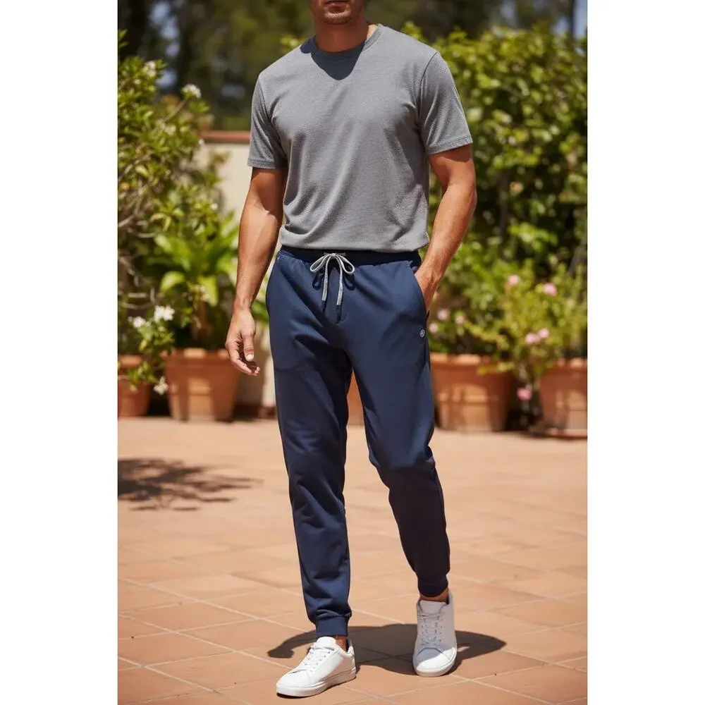 FIGS Men's Tansen Jogger Pants Classic Fit Elastic Waistband Gray Blue Size  L